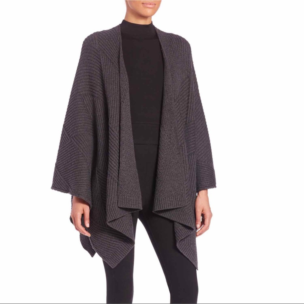 Rag & Bone Blithe Merino Wool Poncho Gray - image 1